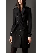 Burberry Long Slim Fit Leather Detail Trench Coat - Lyst