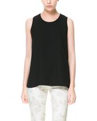 Zara T-shirt with Contrasting Edging On The Neck - Lyst