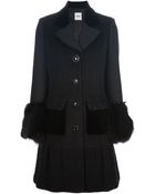 Moschino Cheap & Chic Embroidered Fur Trim Coat - Lyst