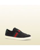 Gucci Brooklyn Black Suede Slipon Sneaker - Lyst