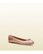 Gucci Soho Rose Beige Metallic Leather Ballet Flat - Lyst