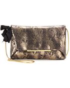 Lanvin Snakeembossed Leather Clutch - Lyst