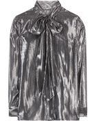 Saint Laurent Pussy Bow Silk Blouse - Lyst