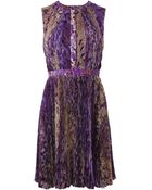 J. Mendel Sleeveless Wisteria Print Pintuck Dress - Lyst