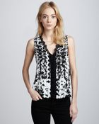 BCBGMAXAZRIA Printed Lacetrim Top - Lyst