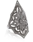 Stone White Gold and Diamond Ornate Ring - Lyst