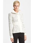Oscar de la Renta High Collar Peplum Jacket - Lyst