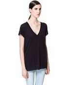Zara V-neck T-shirt - Lyst