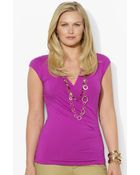 Lauren by Ralph Lauren Faux Wrap Top - Lyst