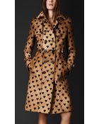 Burberry Heart Print Calfskin Trench Coat - Lyst