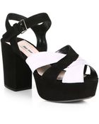 Miu Miu Bicolor Suede Platform Sandals - Lyst