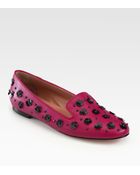 RED Valentino Embellished Leather Smoking Slippers - Lyst