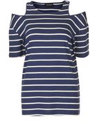 Topshop Split Shoulder Stripe Tee - Lyst