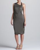 Donna Karan New York Asymmetric Linen Halter Dress - Lyst