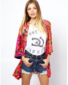 Asos Kimono in Bright Floral Print - Lyst