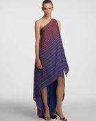 Halston Heritage Striped Draped Gown One Shoulder - Lyst