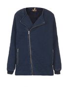 Topshop Moto Quilted Denim Longline Jacket - Lyst
