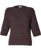 Brunello Cucinelli Cashmere Chunky Knit 3/4 Sleeve Pullover - Lyst