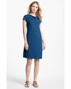 Eileen Fisher Drape Neck Jersey Dress - Lyst