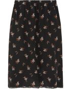 Miu Miu Floral-Print Silk Crepe De Chine Skirt - Lyst