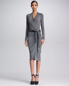 Donna Karan New York Longsleeve Heather Dress with Belt - Lyst