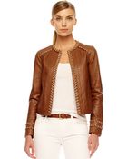 MICHAEL Michael Kors Chain-trim Leather Jacket - Lyst