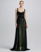 Monique Lhuillier Bustier Overlay Gown - Lyst