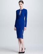 Roberto Cavalli Lace Keyhole Long-sleeve Dress - Lyst