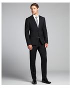 Armani Collezioni Black Wool Two-Button Suit With Flat Front Pants - Lyst