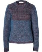 Jil Sander Cashmere-Mohair Pullover In Avio Mouline - Lyst