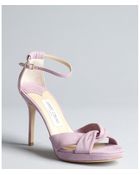 Jimmy Choo Peony Pink Suede Twisted Strapped 'Marion' Platform Sandals - Lyst