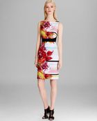 Karen Millen Dress Stripe and Flower Print - Lyst