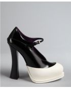 Prada Black And White Leather Colorblock Mary-Jane Pumps - Lyst