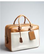 Prada Caramel And Ivory Leather Large Zip Travel Bag - Lyst