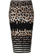 Topshop Striped Animal Print Tube Skirt - Lyst