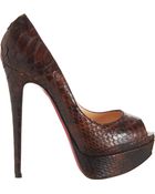 Christian Louboutin Python Lady Peep - Lyst