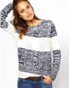 Hilfiger Denim Stripe Aran Knit Jumper - Lyst