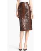 Burberry Prorsum Python Print Embossed Leather Pencil Skirt - Lyst