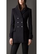 Burberry Wool Cashmere Military Pea Coat - Lyst