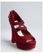 Miu Miu Bordeaux Suede Platform Sandals - Lyst