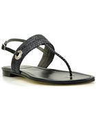 Stuart Weitzman Bimini - Black Leather Woven Flat Thong Sandal - Lyst