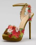 Charlotte Olympia Bryony Flower Anklewrap Platform Sandal - Lyst