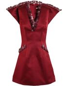 Christopher Kane Feather Trimmed Satin Dress - Lyst