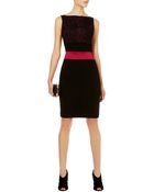Karen Millen Modern Crepe and Lace Dress - Lyst
