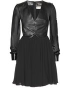 Saint Laurent Silk-Chiffon And Leather Dress - Lyst