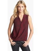 Vince Camuto Sleeveless Faux Wrap Print Blouse - Lyst