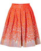 Matthew Williamson Sequined Brocade Skirt In Fluro Orange - Lyst
