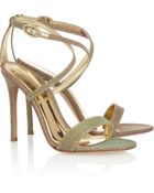 Gianvito Rossi Metallic Glittered Sandals - Lyst