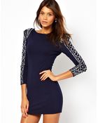 Tfnc Tfnc Bodycon Dress with Embellished Sleeve - Lyst