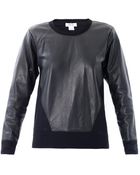 Helmut Lang Leather Panel Sweatshirt - Lyst